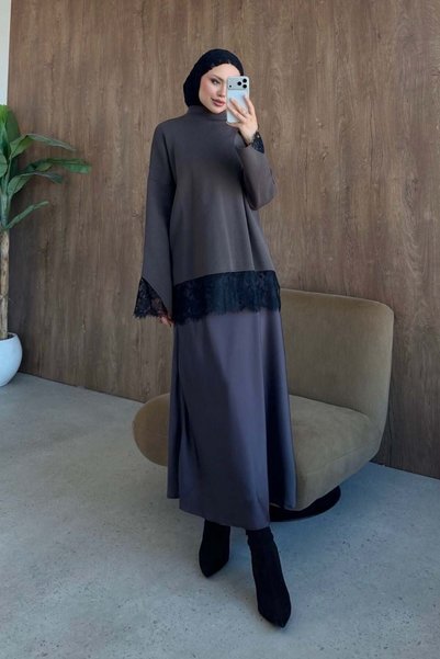 Şule Giyim Asil Lace Dty Tunic Brown