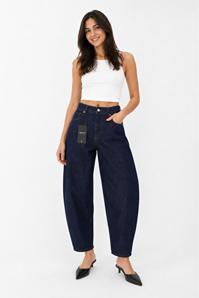 Norve Denim BARREL - KADIN LACİVERT BARREL FIT PANTOLON