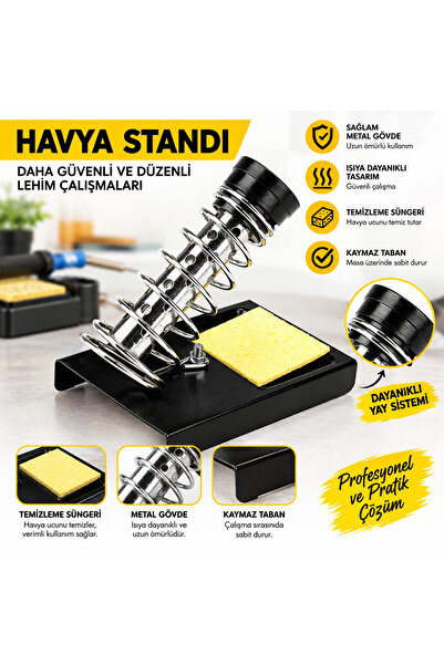 REKOTOOLS -Havya Standı Lehim Standı Metal Gövdeli Yaylı Havya Tutucu Temizle...