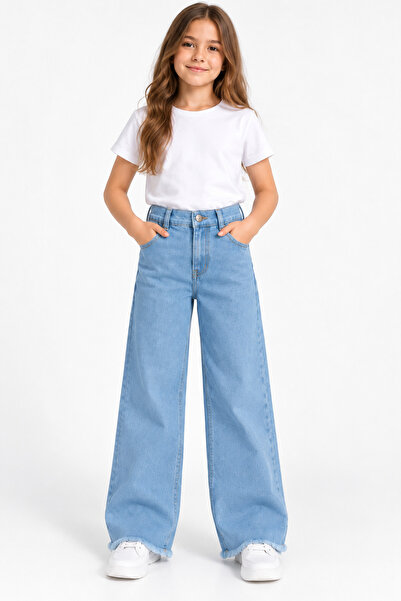 NAWİ 27509-26 Pantaloni din denim pentru fete, cu picior larg, croială lejeră...