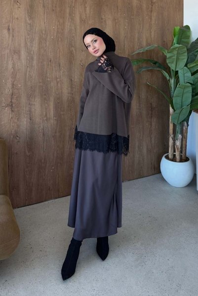 Şule Giyim Asil Lace Dty Tunic Brown