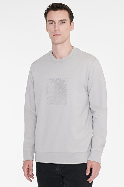 AC&Co / Altınyıldız Classics Erkek Taş Pamuklu Standart Fit Normal Kesim Bisiklet Yaka Sweatshirt