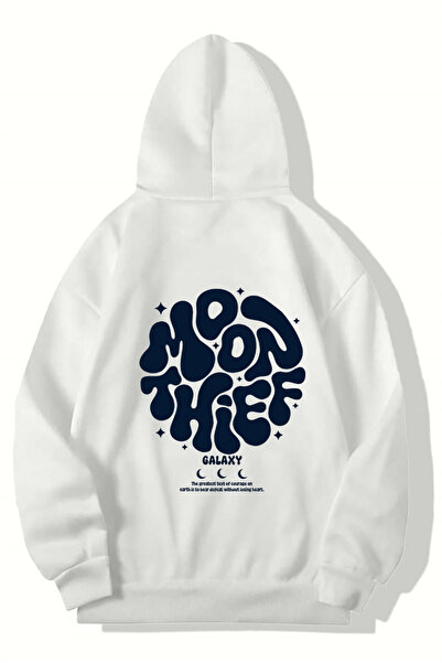 BRZ COLLECTION Unisex Oversize Moon Thief Galaxy Hoodie White