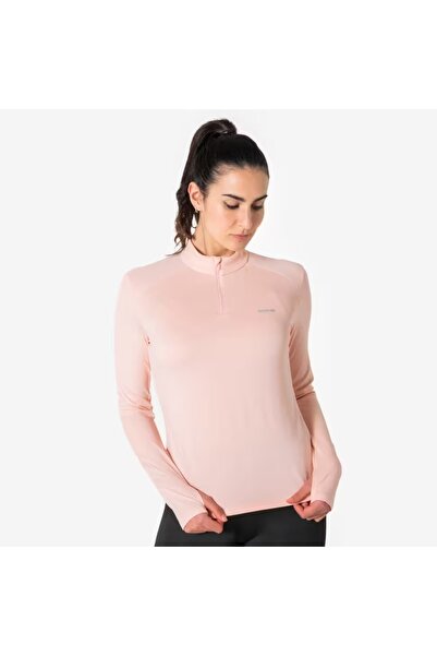Decathlon Kadın Uzun Kollu Yarım Fermuarlı Koşu Tişörtü - Pembe