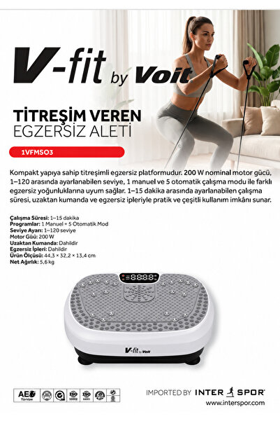 Voit Titreşimli Egzersiz Aleti 120 Kademe Kumandalı Egzersiz İpli