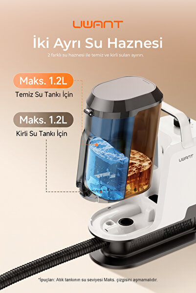 UWANT 18.000Pa Emiş Gücü 600W Halı Koltuk Yıkama ve Leke Çıkarma Makinesi - Y100