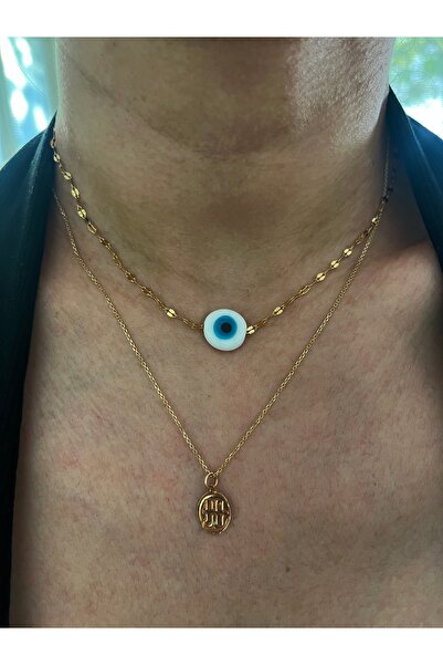 Hoop jewelery Murano Evil Eye Bead Steel Necklace