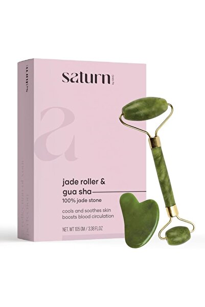 Saturn by GHC Facial Massager Jade Roller & Gua Sha Tool Natural Himalayan St...