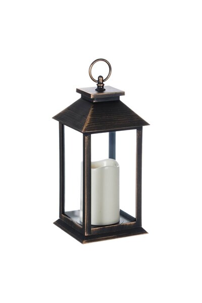 OEM Felinar Decorativ Suspendabill Bronz Brushed cu Lumanare LED 14x14x30cm