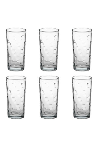 OEM Set 6 Pahare din Sticla Transparenta "Square" cu Model Relief 250ml