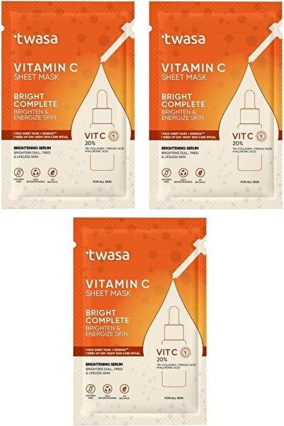 twasa Vitamin C Serum Face Sheet Mask for Glowing Skin | Korean Face Mask Wit...
