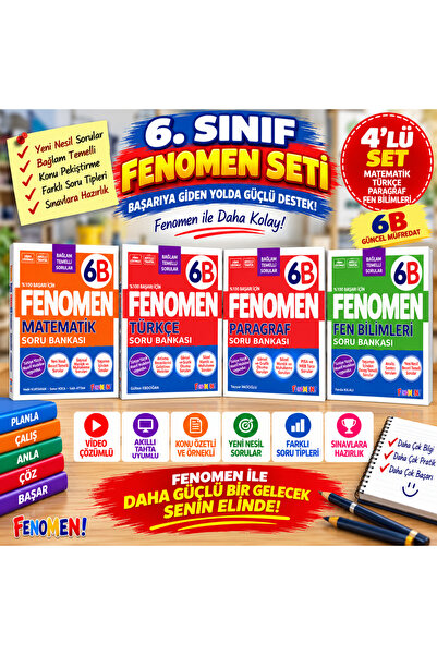 Fenomen Yayıncılık 📚 6. Sınıf Fenomen 6B 4'lü Soru Bankası Seti