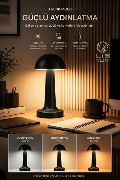 Cata CT-8428 Mantar Masa Lambası Dokunmatik 3 Renk