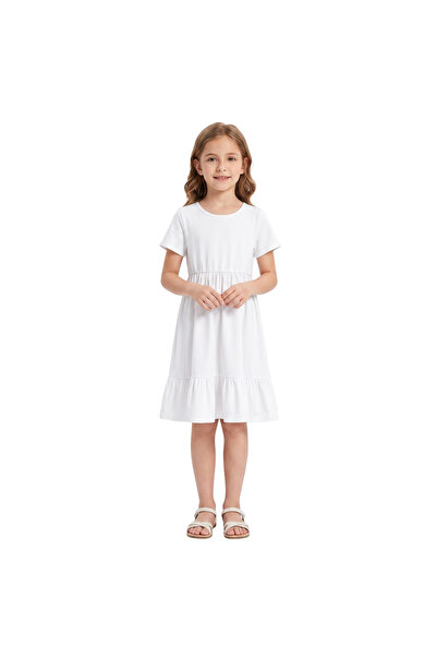 OtherMax Rochie de ocazie pentru fetițe, croială A-Line, midi, elegantă, albă...