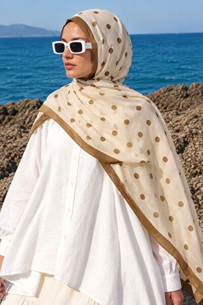 Tesettür Dünyası Puantiyeli Şal TSD260287 Camel
