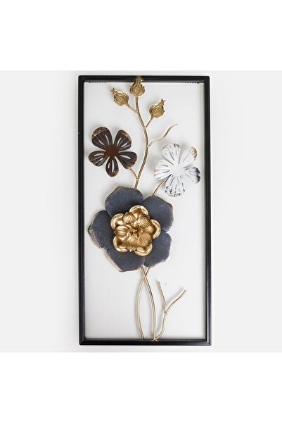 OEM Tablou Decorativ de Perete cu Flori 3D In Rama Neagra 25x50cm