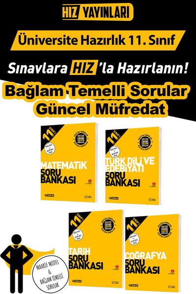 Hız Yayınları 11. Sınıf Matematik Türk Dili Tarih Coğrafya Soru Bankası Seti ...