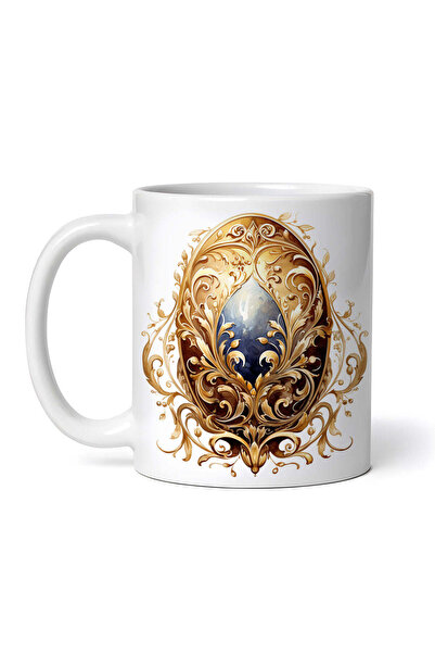 INOVATIX Personalized White Mug, Decorated Eggs Gold Mirror, Inovatix®. 330ml