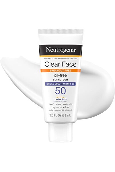 Neutrogena Clear Face Liquid Lotion Sunscreen for Acne-Prone Skin, Broad Spec...