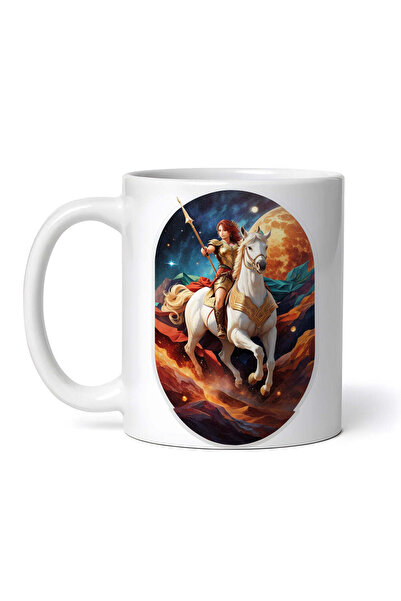 INOVATIX Personalized white mug, Horsewoman with bow and spear, Sagittarius s...