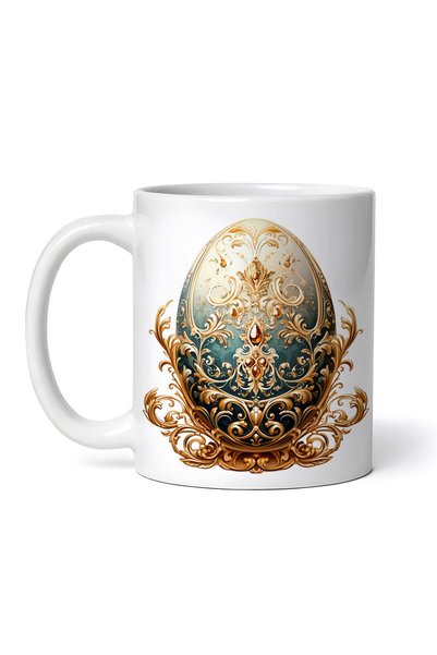 INOVATIX Personalized white mug, Eggs decorated with gold lace, INOVATIX®. 330ml