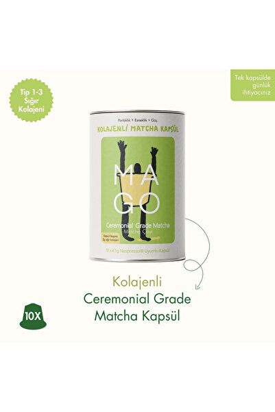 Kolajenli Ceremonial Grade Matcha Kapsülü – Nespresso® Uyumlu 10'lu