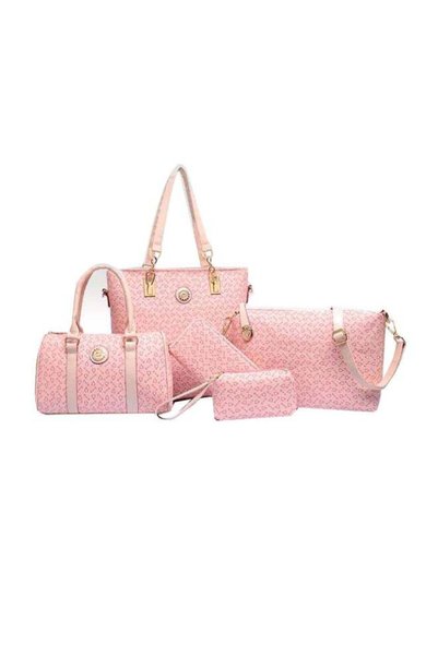 Generic 5-Piece Tote Bag Set Pink