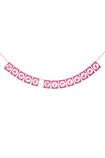 OEM Banner de Petrecere Roz Fucsia Happy Birthday 14x213cm