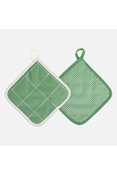 OEM Green Kitchen Napkin Set with Ecru Patterns 17x17cm - 2pcs