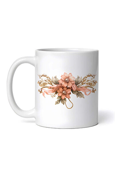 INOVATIX Personalized White Mug, Vintage Floral Ornament, Inovatix®. 330 ml