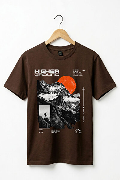 The Baski Unisex Outdoor Higher Ground Mountain T-shirt με στάμπα, 100% βαμβα...