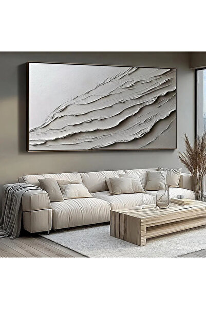 HOME MODE Minimalist Textured Abstract Canvas Print – Large Neutral Wall Art,...