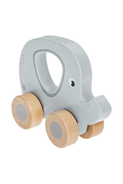 OEM Wooden Toy Grey Elephant with 4 Wheels 10.5x12.8x4.5cm