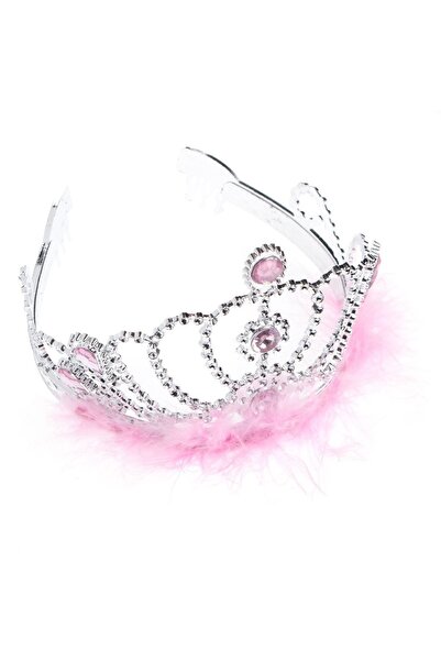 OEM Coronita Par Tiara Argintie cu Pene Roz