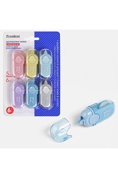 OEM President Mini Correction Tape Set in Pastel Colors 6mx5mm - 6pcs