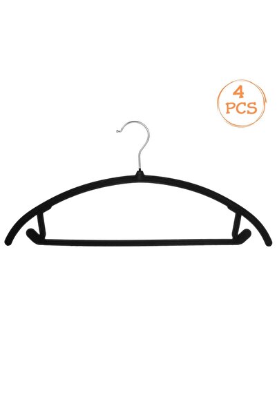 OEM Velvety Black Plastic Hangers 44x21cm - 4pcs