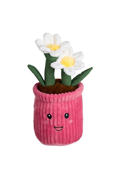 OEM Jucarie Ghiveci de Plus Fucsia cu Margarete Albe Ø12x27cm