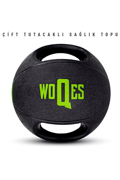 WOQES كرة سلام بمقابض مزدوجة، كرة لياقة بدنية، كرة ثقيلة الوزن 10 كجم