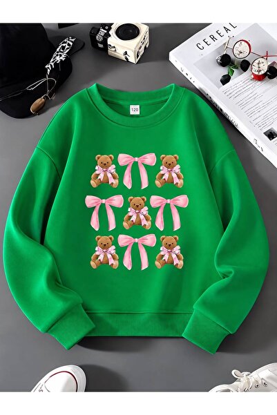 BENROMA 3-Ply Combed Cotton Ribbon Printed Unisex Children's Crewneck Sweatsh...
