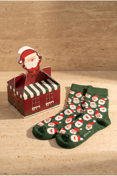 Katia&Bony Unisex Santa Claus Boxed Cotton Socks Green