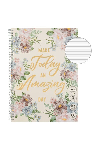 OEM Caiet A4 Dictando Somon Floral Folie Aurie "Make Today" cu Spirala & 3 Su...