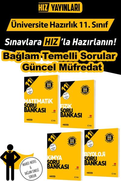 Hız Yayınları 11. Sınıf Matematik Fizik Kimya Biyoloji Soru Bankası Seti Maar...