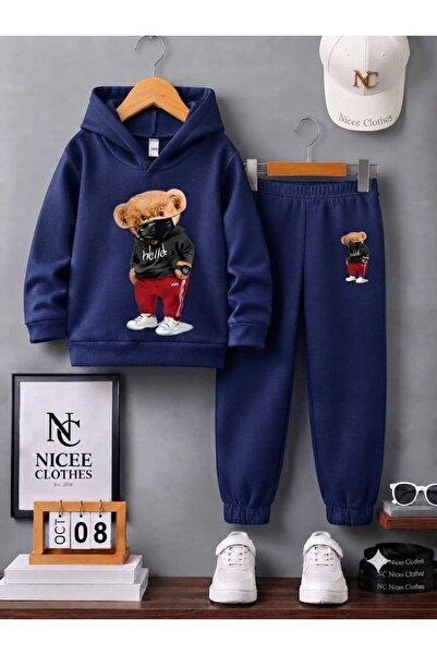 Leto Lykia Children's Unisex Tracksuit Set (Bear with Hello Mask and Watch Wi...