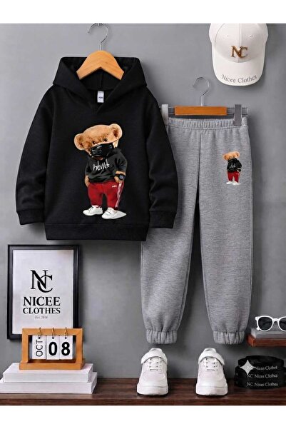 Leto Lykia Children's Unisex Tracksuit Set (Bear with Hello Mask and Watch Wi...