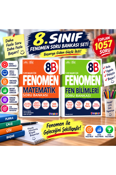 Fenomen Yayıncılık 📚 8. Sınıf Fenomen B Matematik + Fen Bilimleri Soru Banka...