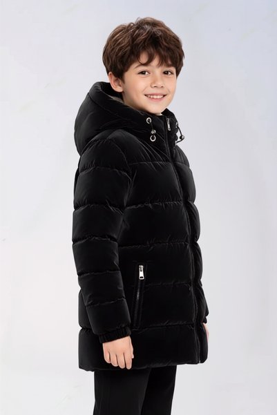 Naffy Boys' Winter Hooded Lined Water Repellent Windproof Comfortable Trendy Winter Coat