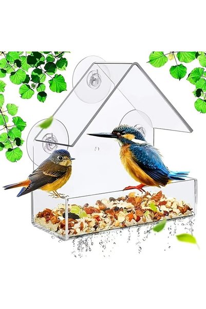 DIWANSA Window Bird Feeder, Clear Bird Feeders Window Mounted with Suction Cu...
