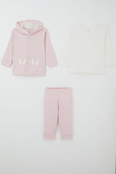 Breeze Baby Girl Bodysuit 3-Piece Set with Bow Embroidery, 4 Months - 1 Year,...