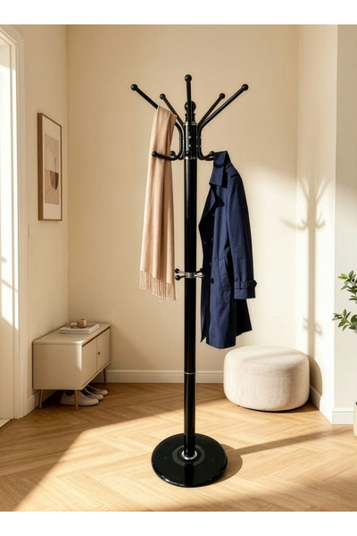 Cady One Floor Standing Clothes Hanger with Multiple Hooks, Coat Rack, Clothe...