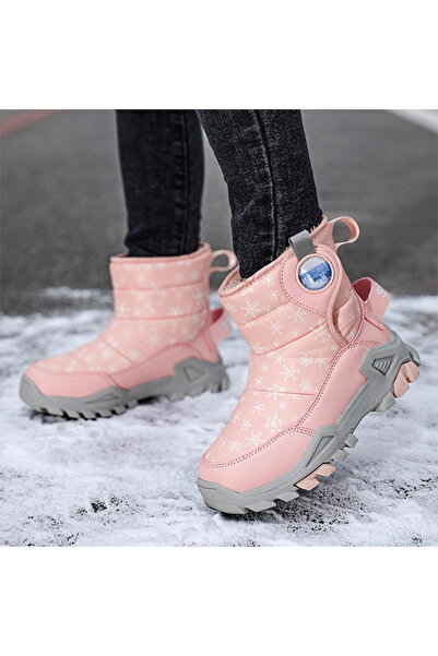 dorbe Pink Snowflake Boots | Thick Soles | Kids | Velcro Closure | Canvas